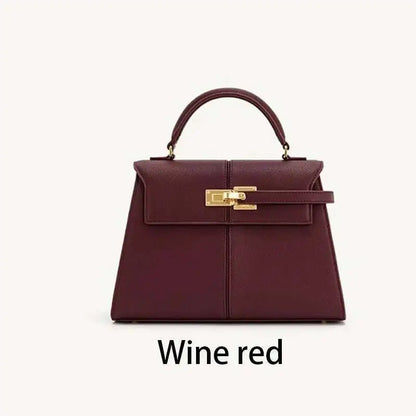 2026 New Trapezoidal Genuine Leather Women Handbag Niche Fashion Versatile Top Handle Luxury Ladies Shoulder Crossbody Purse