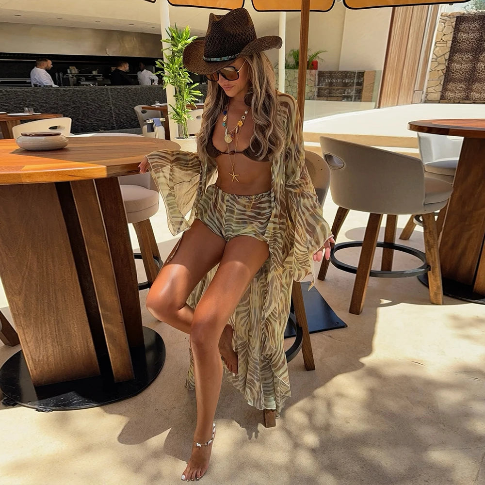 Zebra print 3 Pieces Micro Bikini 2026 Sexy Swimsuit Women Swimwear Biquini Female Bodysuit Bathing Suits Cover Up Long Skirt