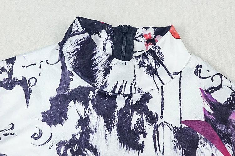Weird Puss Sexy Colorful print Jumpsuit Women Wild Trend Full Sleeve O-Neck Stretch Skinny Midnight High Street Party Clubwear