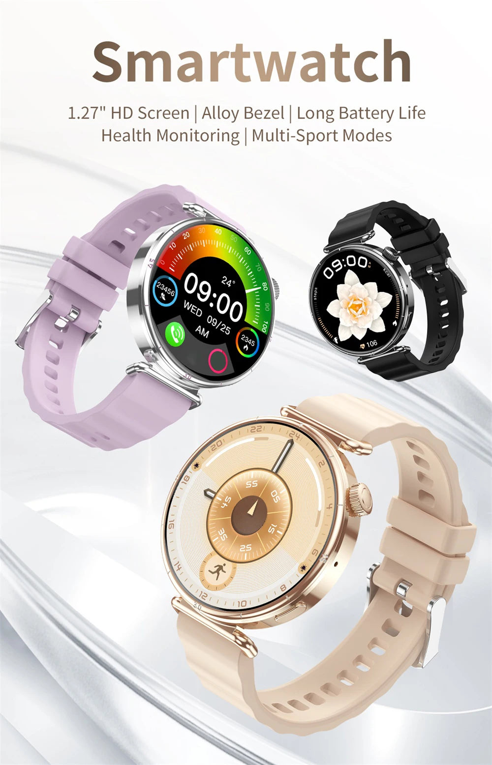 Wirstband Blue Tooth Call Smartwatch NFC Waterproof Music Fitness Tracker Health Monitoring Smart Watch Women Outdoor Sports