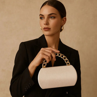 Luxury Gold Metal Buckle Box Clutch Fashion Women's Evening Bag Party Banquet CrossbodyBag Half Moon Wedding Purses Party Tote