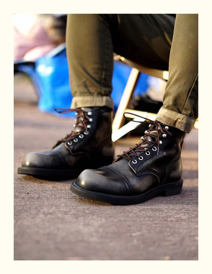 New Men's Cowhide Goodyear Welted Work Boots Durable