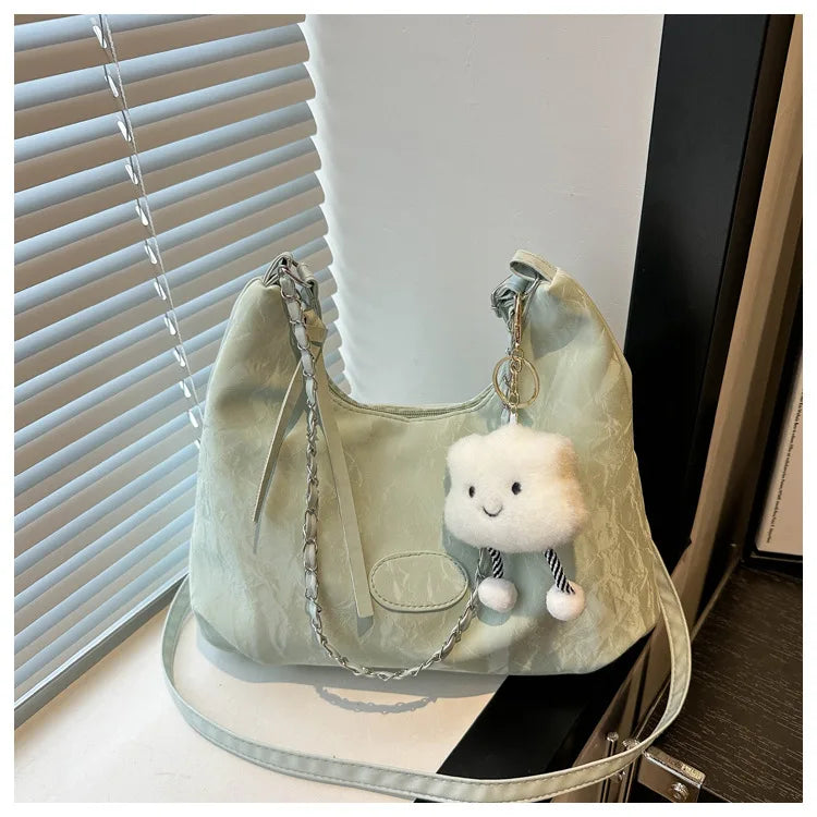 New Summer Chain Commuting Bag, Casual Student Soft Face Large Capacity Bag for Women, Fashion Single Shoulder Crossbody Bags