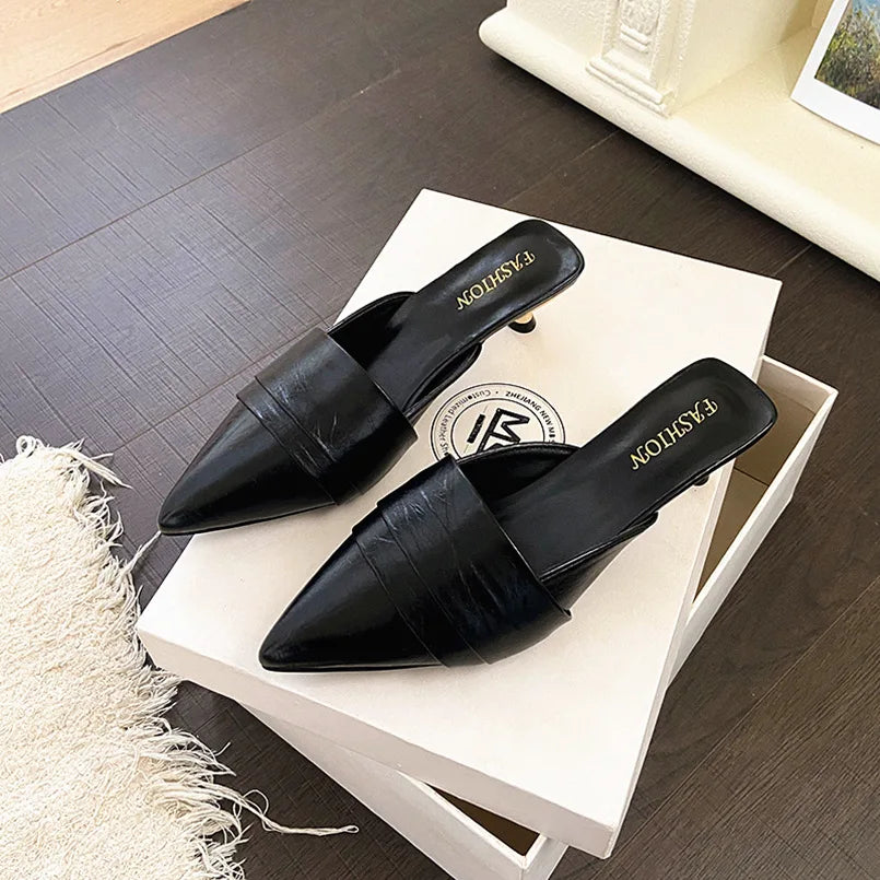 High Heels Pointed Toe Women's Slippers Summer Sandals Woman Shoes 2026 Luxury Brand Mules Shoes Walking Slides Mujer Zapatos