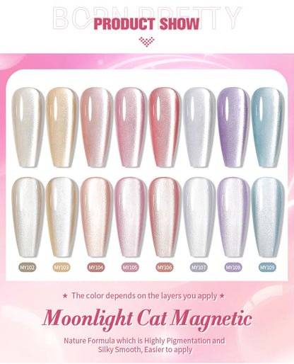 BORN PRETTY 10ml Cat Magnetic Gel Nail Polish Moonlight Glass Bead Water Light Crystal Soak Off UV Varnish For DIY Nail Art