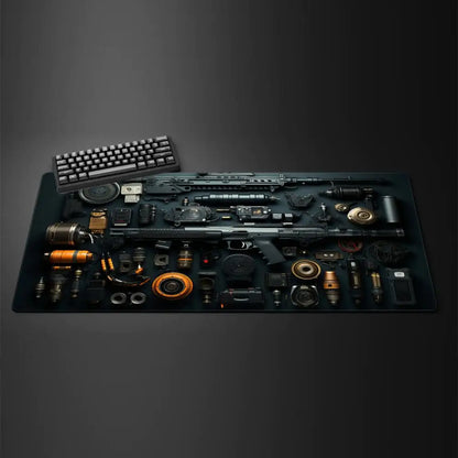 Large Gun Gaming Mouse Pad 900×400 Non-Slip Rubber Stitched Edges Desk Mat 3D Cool Gun Pattern Keyboard Pad Gaming Accessories