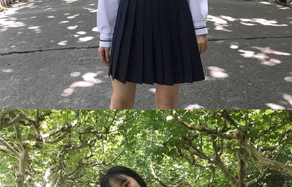 JK Uniform Full Set Basic Spring Shore Gold Two Long-sleeved Japanese Soft Girl Student College Style Sailor Suit