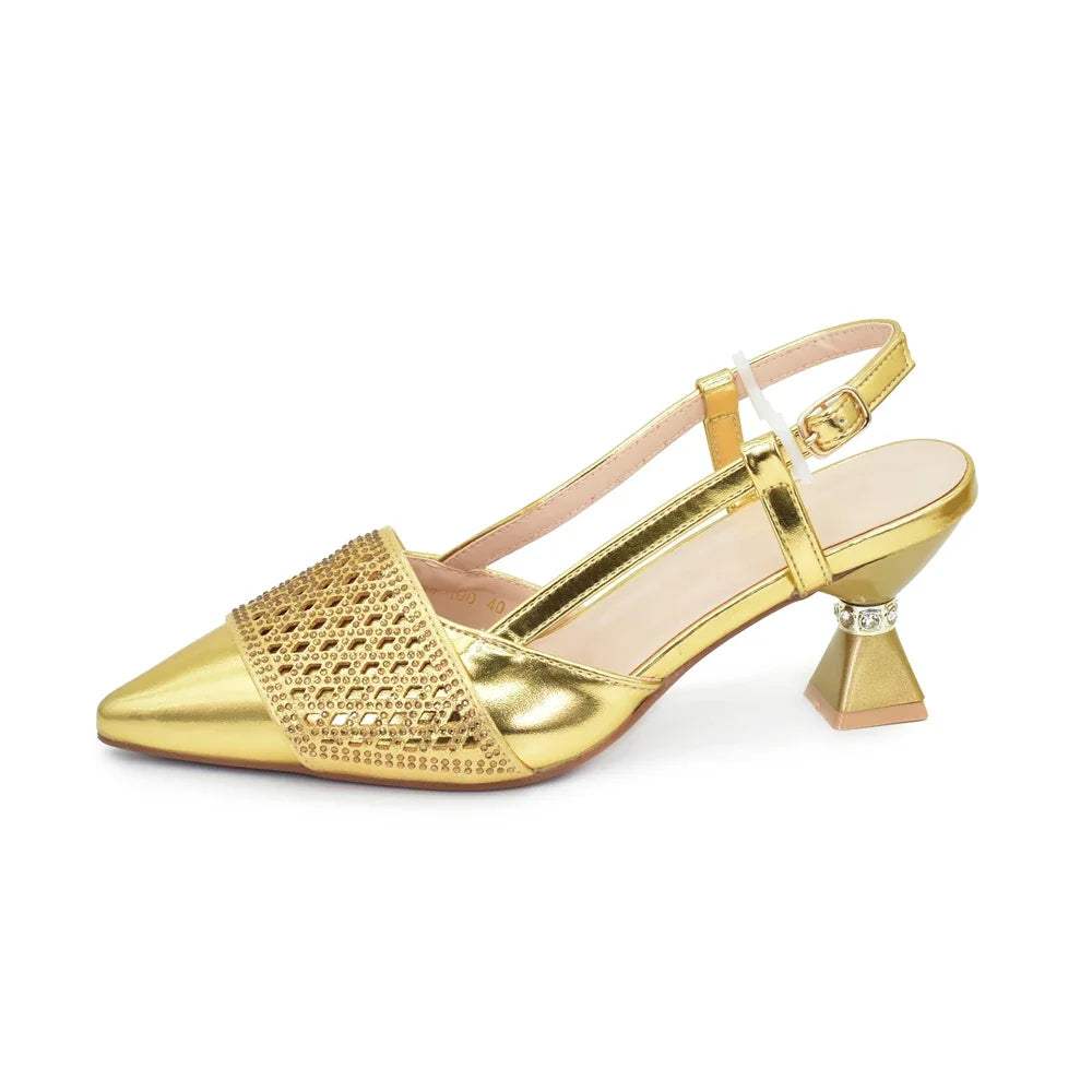 Shoe and Bags for Women Nigeria Party Women Nigerian Italian Shoes and Bags Set with Rhinestone Elegant Woman Heeled Pumps