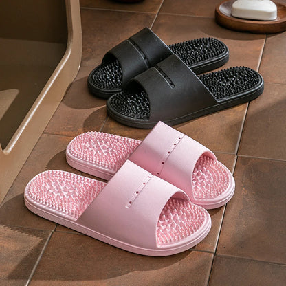 Summer Slippers for Men PVC Massage Soft Non-slip Solid Color Comfortable Bathroom Shoes Casual Women Indoor Home Sandals