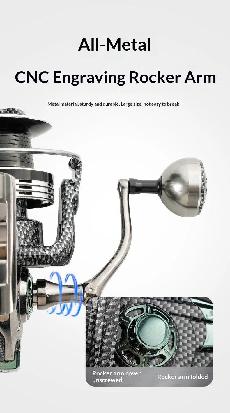 Diao De Lai Spinning Fishing Reel Opt 5000 12000 Full Metal Snake Pattern Long Cast Anchor Fishing Line Reel For Adult Anglers