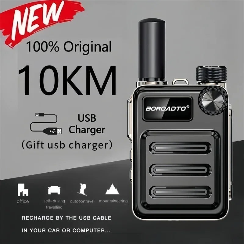 Mini Walkie Talkie 5W UHF 400-470MHz 16CH Two Way Radio One Key Frequency Matching Long Standby Portable Handheld Transceiver