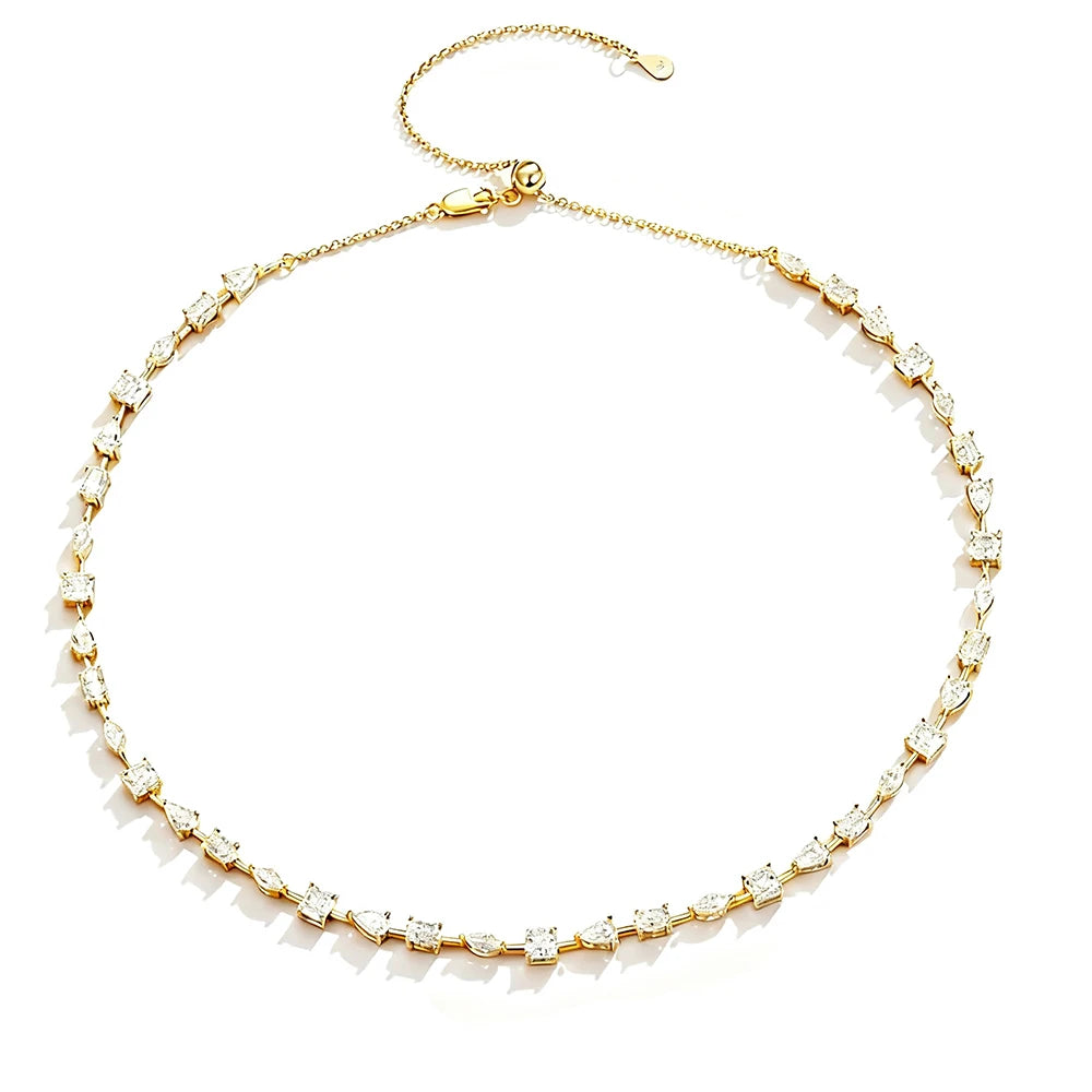 Certified Moissanite Tennis Necklace for Women Marquise/Oval/Pear Cut Lab Diamond S925 Silver Chokers Necklaces Wedding Jewelry
