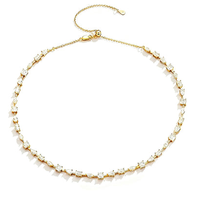 Certified Moissanite Tennis Necklace for Women Marquise/Oval/Pear Cut Lab Diamond S925 Silver Chokers Necklaces Wedding Jewelry