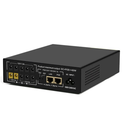 17600mAh Li-ion Battery SKE Mini DC UPS 60W POE UPS Portable Uninterrupted Power Adapter 10*Output DC POE Ports For Wifi Router