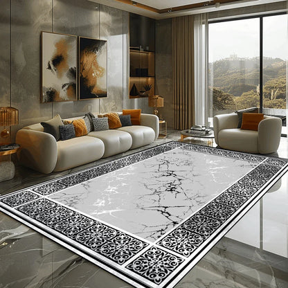 Golden Marble Carpet Luxury Bedroom Decoration Large Area Rugs Sofa Side Carpets for Living Room Soft Non-slip Lounge Floor Mat
