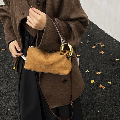 New Matte Suede Women's Shoulder Bag For Gift, Ladies Fashion Handbags Crossbody Bags For Daily Used