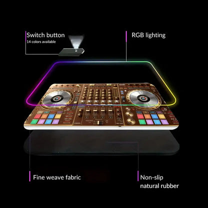 RGB Radio Dj Workbench Mouse Pad Gamer HD Large HD HYBXAXC Desk Mats MousePads Natural Rubber Carpet Anti Slip Laptop Mice Pad