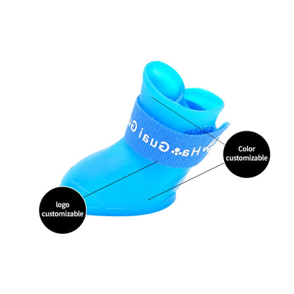 4Pcs Pet Silicone Rain Shoes Anti-Dirty Non-Slip Waterproof Dog Shoes Soft Bottom Footwear Small Dogs Cats Teddy Shoes