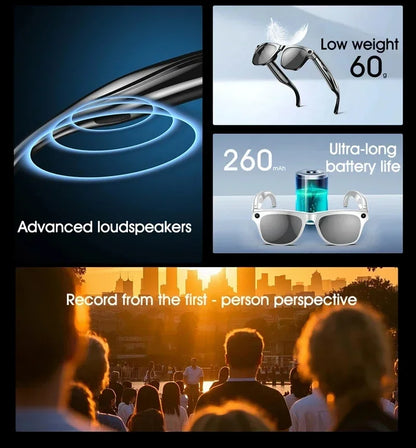 8K AI Smart Glasses With 100MP Camera Chat GPT Touch Sport Sunglasses Bluetooth Call Video Music Player ForMen Women