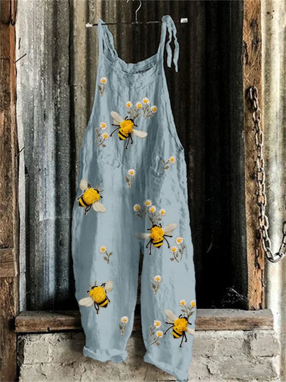 Suspenders Jumpsuits Women Print One Piece Pocket Overalls Sling Long Pants Casual Loose High Waist Rompers Y2k Streetwear 2025