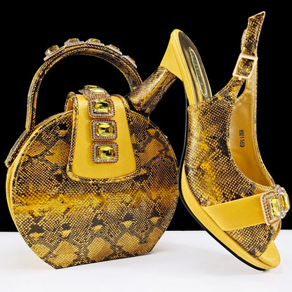 doershow High Quality African Style Ladies Shoes And Bags Set Latest orange Italian Shoes And Bag Set For Party   SMM1-1