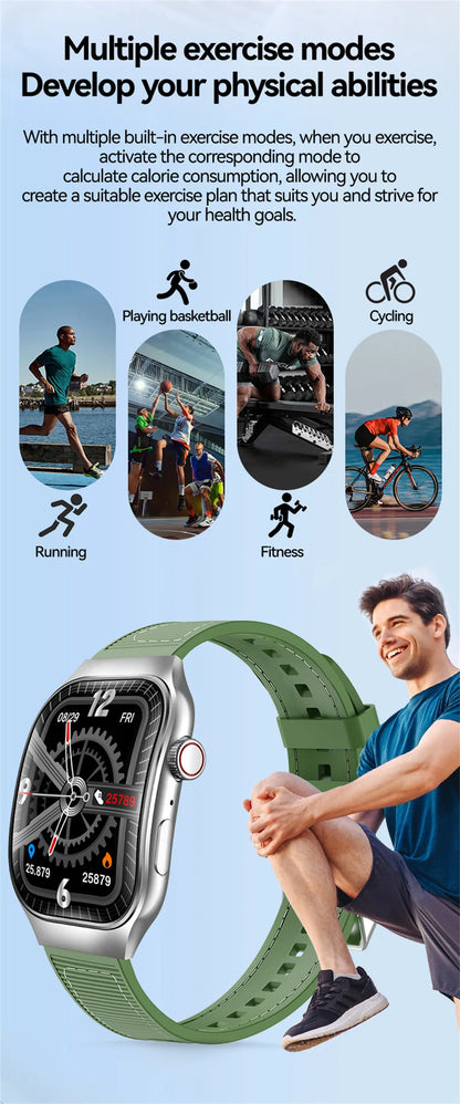 New Curved Screen Women's Smart Watch 2.01'' AMOLED HD Touch Screen Bluetooth 5.3 Voice Call Men's Fitness Smart Watch