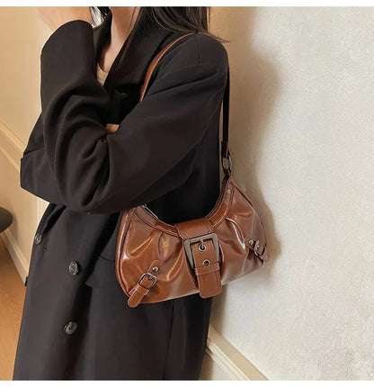 Y2K Retro Pleated Hobo Shoulder Bag for Women Hot Selling Maillard Style Underarm Bag Clutch Handbags for Travel Work Shopping