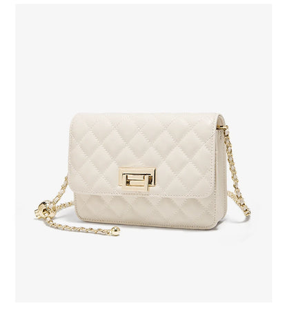 FOXER 2026 Women White Quilted Crossbody Bag Luxury Leather Chain Shoulder Bag Fashion Lady Flap Square Purse for Casual & Party