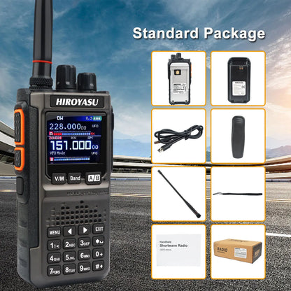 HIROYASU HI-E380 CB HF Aviation VHF UHF SW MW LW Shortwave Full Band FM AM SSB CW BT Program NOAA 10W Amateur Walkie Talkies