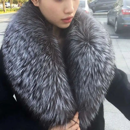 Real Fox Fur Collar for Women Coat Jacket Female Wraps Winter Warm Fur Scarf Extra Large Size Neck Warmer Fur Shawls Scarves