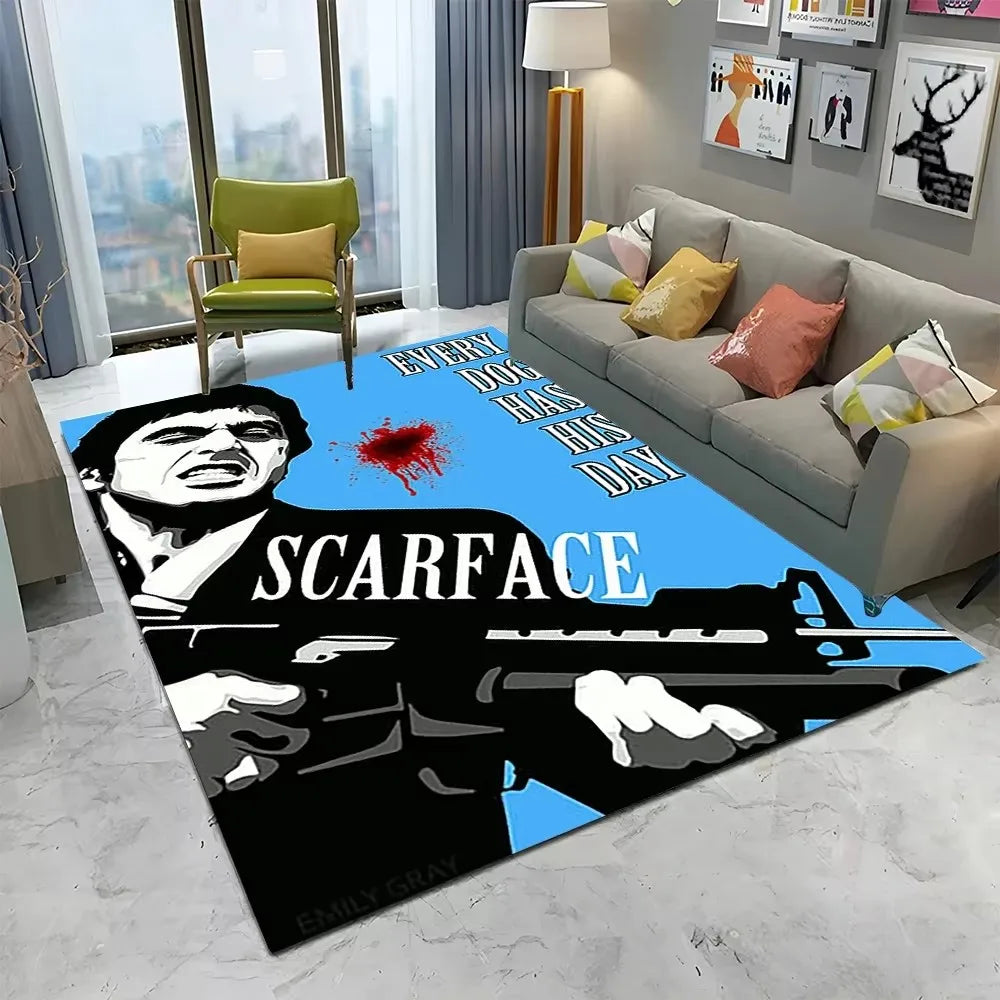 Scarface 3D Classic Movie Tony Carpet Rug for Home Living Room Bedroom Sofa Doormat Decor,kids Play Area Rug Non-slip Floor Mat
