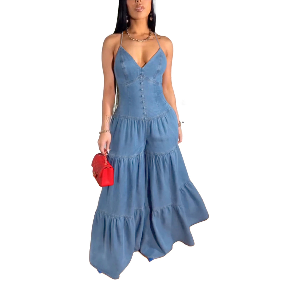 Elegant Jumpsuits for Women 2025 Spring New Plain Elegant Office Lady Loose Ruched Cold Shoulder Hem Wide Leg Jumpsuit Dungarees
