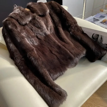 Natural Rabbit Fur Coat Women New Autumn Winter Female Real Fur 2025 Real Leather and Fur Women's Clothing Outerwear Lady Jacket