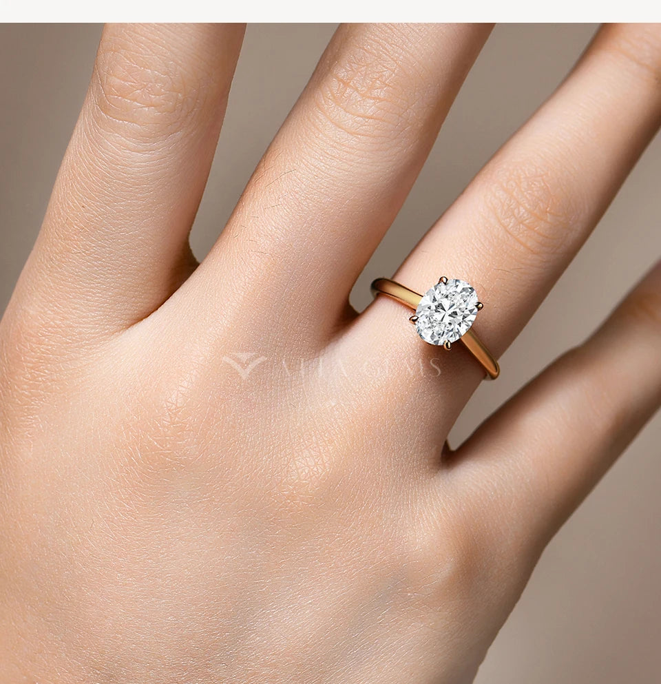 ATTAGEMS Oval Cut 1.0-4.5CT D VVS1 Moissanite Rings for Women 925 Sterling Silver Solitaire Engagement Ring Luxury Band Jewelry