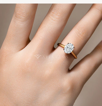 ATTAGEMS Oval Cut 1.0-4.5CT D VVS1 Moissanite Rings for Women 925 Sterling Silver Solitaire Engagement Ring Luxury Band Jewelry