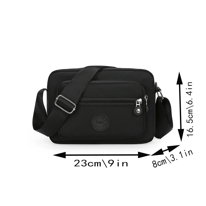 Women's Solid Color Multi-Pocket Crossbody Bag, Multi-Functional Shoulder Bag, Trendy Same-Color Business Bag