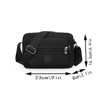 Women's Solid Color Multi-Pocket Crossbody Bag, Multi-Functional Shoulder Bag, Trendy Same-Color Business Bag