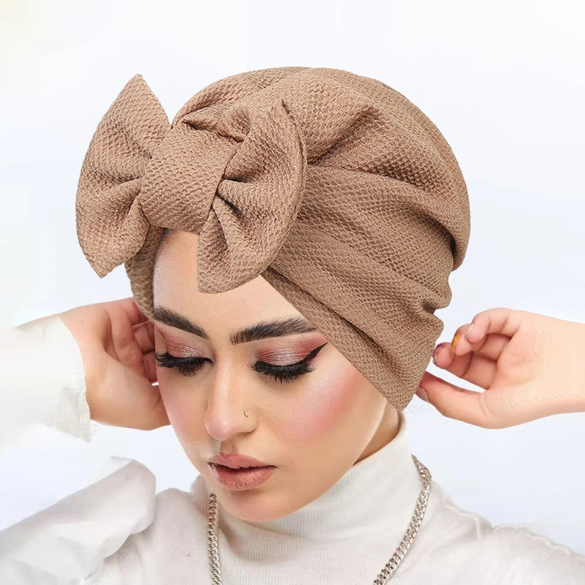 New Women Bow Knotted Turban Indian Hat Muslim Hijab Bonnet Hair Loss Headscarf Chemo Cap Headwear Bandanas Turbante Mujer