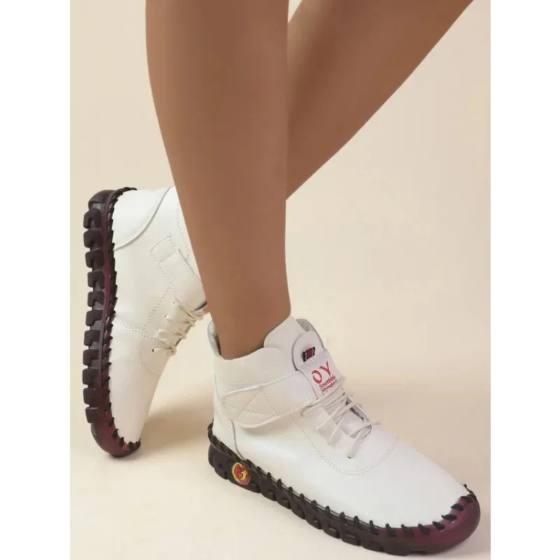 Ngouxm Winter Flat Boots Winter Female Shoes Soft Bottom Short Plush Mother Snow Botas De Invierno Para Mujer
