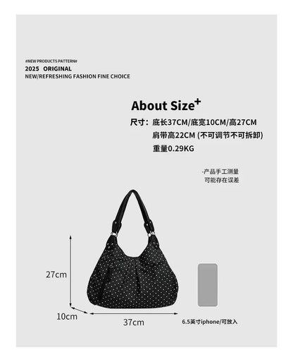 Fashionable Vintage Messenger Bags New Polka Dot Handbag Korean-style Large-capacity Tote Bags Versatile Comfortable Casual Bags