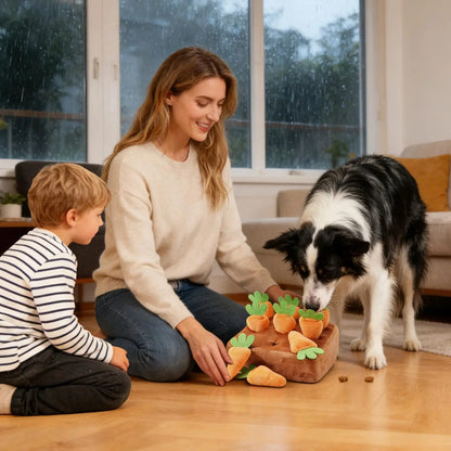 Dog Snuffle Mat Interactive Feeding Puzzle Game with Removable Carrots for Puppy Mental Stimulation Training Mat Slow Feeder