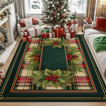 Classic Green Christmas Home Decor Carpet Antiskid Washable Large Rugs for Living Room Soft Fluffy Bedroom Gift Area Big Carpets