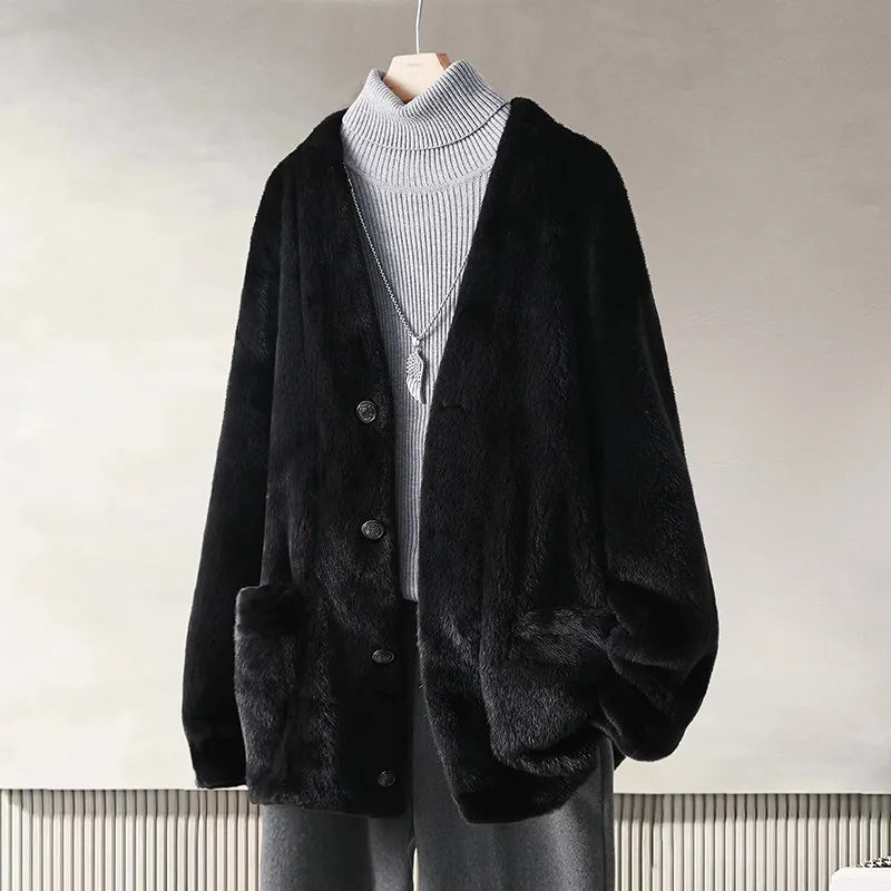AYUSNUE Natural Whole Mink Fur Coat Men Clothing Fashion Winter Jacket Warm Real Fur Coats Male Long Sleeve زبر حقيقي للرجال