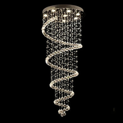 Spiral Crystal LED Ceiling Chandelier Light Bedroom Hall Living Room Suspension Lustre Corridor Staircase Hanging Lamp Fixture