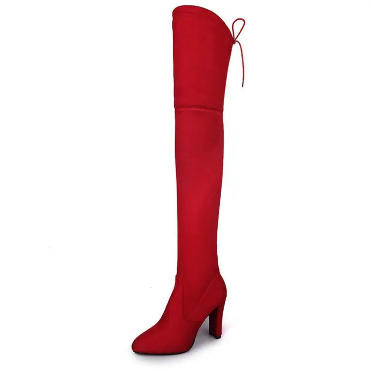 Women's Boots 2026 Autumn and Winter New European and American Style Plus Size Knee High Boots High Heels Round Toe Frosted Boot