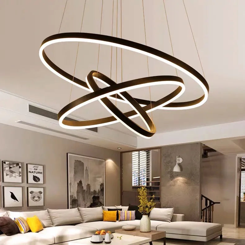 Mordern Minimalist Hign-end LED Pendant Lights Designer Circle Chandelier Home Rooms Decoration for Hall Living Lamping Fixtures