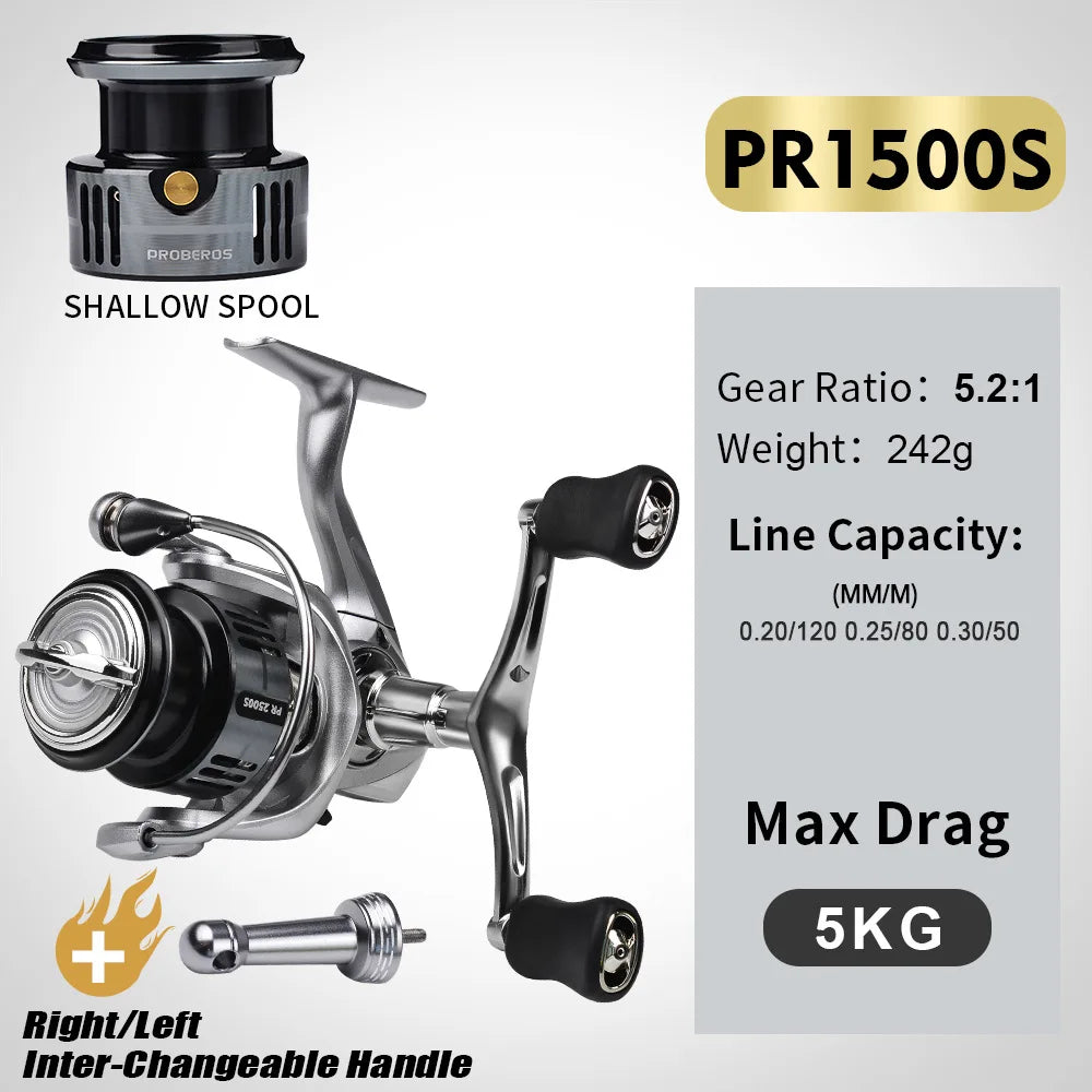 Spinning Fishing Reel 7+1BB Stainless Steel Bearings 5.2:1 6KG Max Drag Left Right Handle Saltwater Freshwater Lure Reel Tackle