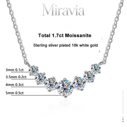 VVS1 D Color Moissanite Necklace for Woman Wedding Fine Jewely with Certificates 925 Sterling Sliver Plated 18k White Gold