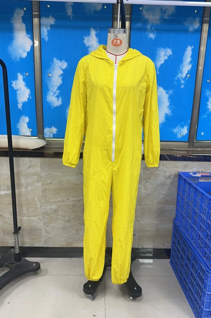 Women Windproof Jumpsuits with Hood Simple Solid Color Long Sleeve Zip-up Pants Romper Playsuits Outwear