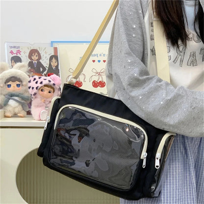 Trendy Transparent Simple Crossbody Bag for Girls Large Capacity School Shoulder Bag Comfortable and Versatile Texture Ita Bag